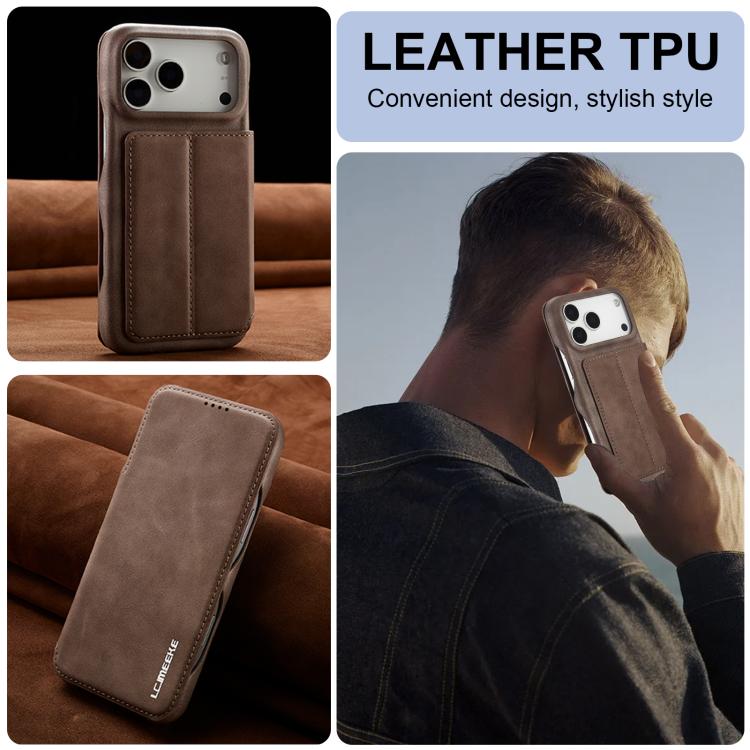For iPhone 17 Pro Max LC.IMEEKE Hon Ancient Series Flip Leather Phone Case(Coffee) by LC.IMEEKE