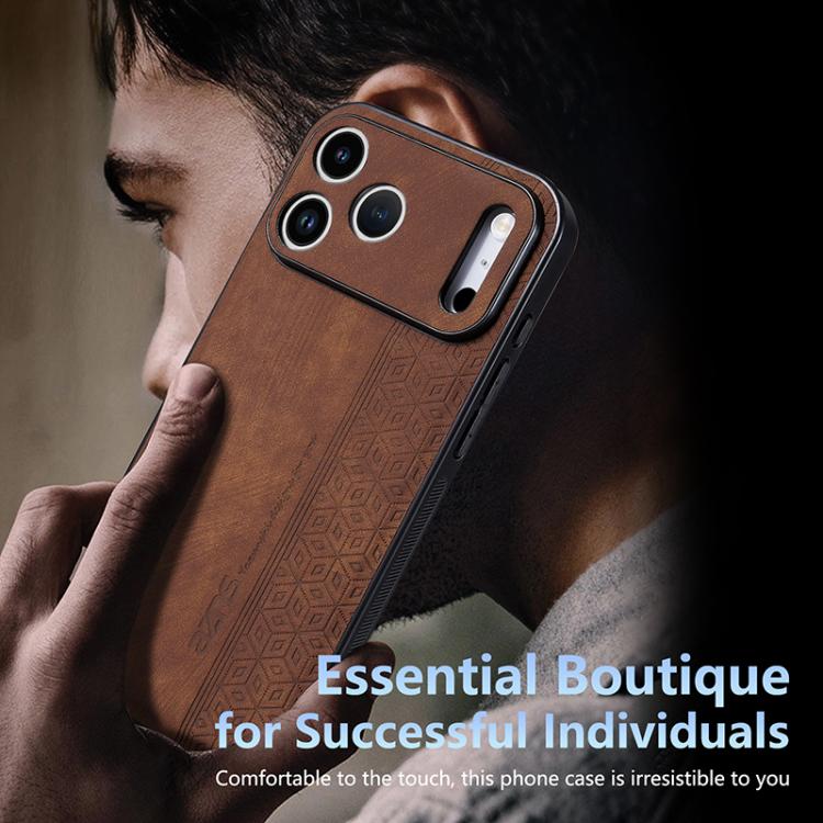 For iPhone 17 Pro Max AZNS 3D Embossed Skin Feel Phone Case(Brown) by AZNS