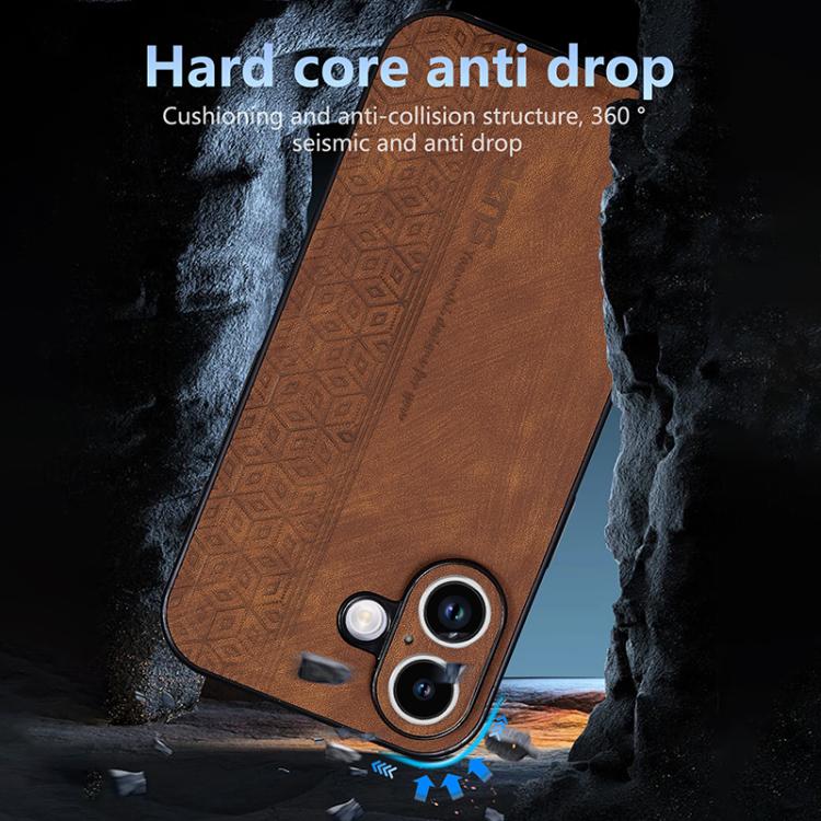 For iPhone 17 AZNS 3D Embossed Skin Feel Phone Case(Brown) by AZNS