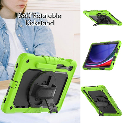 For Samsung Galaxy Tab S8 / S7 Lucky Wheel Grip Silicone Hybrid PC Tablet Case with Shoulder Strap(Yellow Green+Black) by bashfashion