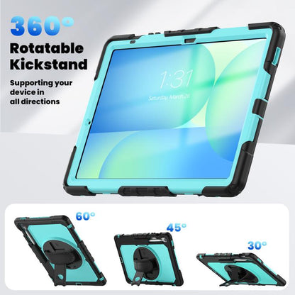 For Samsung Galaxy Tab S10 FE+ Lucky Wheel Grip Silicone Hybrid PC Tablet Case with Shoulder Strap(Light Blue+Black) by bashfashion
