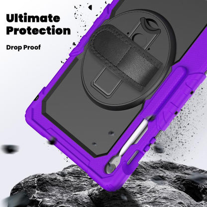 For Samsung Galaxy Tab S10 FE+ Lucky Wheel Grip Silicone Hybrid PC Tablet Case with Shoulder Strap(Purple+Black) by bashfashion