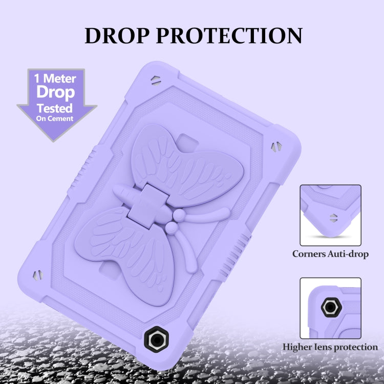 For Samsung Galaxy Tab A9+ / A11+ Butterfly Kickstand Heavy Duty Hard Rugged Tablet Case(Raro Purple) by bashfashion