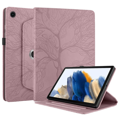 For Samsung Galaxy Tab A8 10.5 Tree Life Embossed Rotation Leather Smart Tablet Case(Rose Gold) by bashfashion