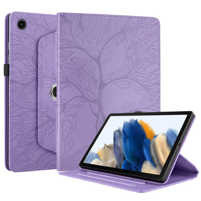 For Samsung Galaxy Tab A8 10.5 Tree Life Embossed Rotation Leather Smart Tablet Case(Purple) by bashfashion