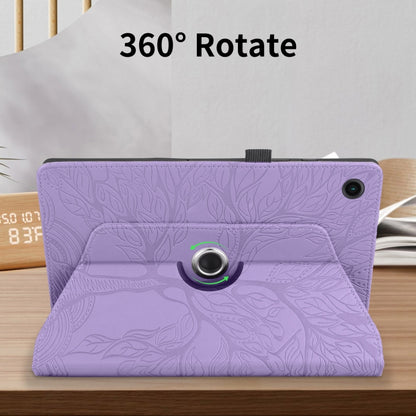 For Samsung Galaxy Tab A8 10.5 Tree Life Embossed Rotation Leather Smart Tablet Case(Purple) by bashfashion