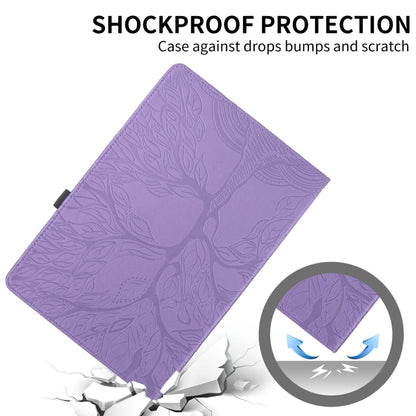 For Samsung Galaxy Tab S6 Lite P610 Tree Life Embossed Rotation Leather Smart Tablet Case(Purple) by bashfashion