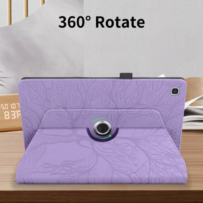 For Samsung Galaxy Tab S6 Lite P610 Tree Life Embossed Rotation Leather Smart Tablet Case(Purple) by bashfashion