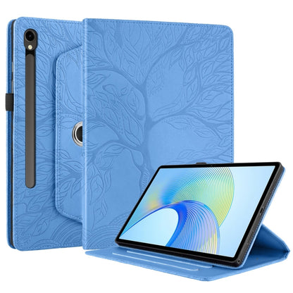 For Samsung Galaxy Tab S9 FE / S9 X510 Tree Life Embossed Rotation Leather Smart Tablet Case(Blue) by bashfashion