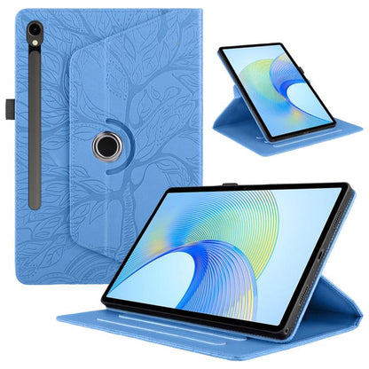 For Samsung Galaxy Tab S10 FE+ Tree Life Embossed Rotation Leather Smart Tablet Case(Blue) by bashfashion