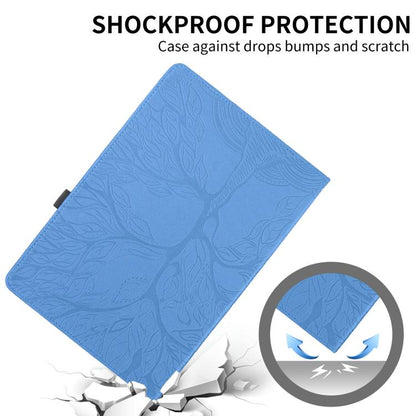 For Samsung Galaxy Tab S10 FE+ Tree Life Embossed Rotation Leather Smart Tablet Case(Blue) by bashfashion