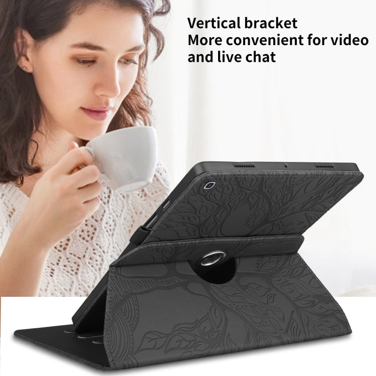 For Samsung Galaxy Tab A7 Lite T220 Tree Life Embossed Rotation Leather Tablet Case(Black) by bashfashion