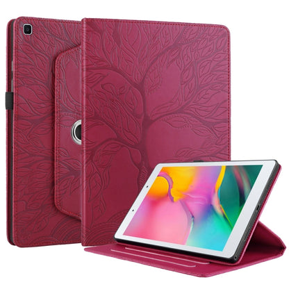 For Samsung Galaxy Tab A 8.0 2019 / T290 Tree Life Embossed Rotation Leather Tablet Case(Red) by bashfashion
