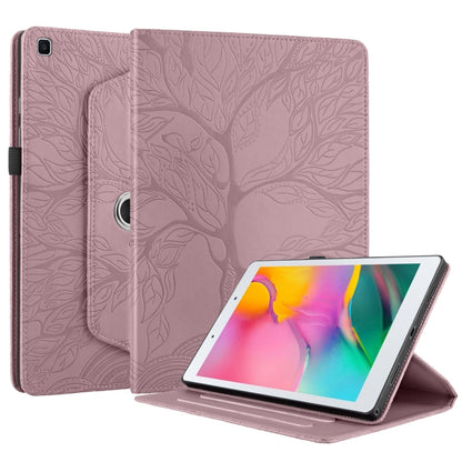 For Samsung Galaxy Tab A 8.0 2019 / T290 Tree Life Embossed Rotation Leather Tablet Case(Rose Gold) by bashfashion
