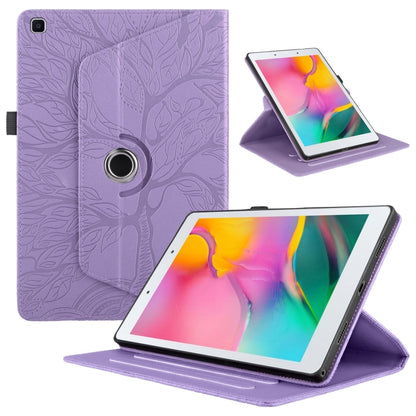 For Samsung Galaxy Tab A 8.0 2019 / T290 Tree Life Embossed Rotation Leather Tablet Case(Purple) by bashfashion