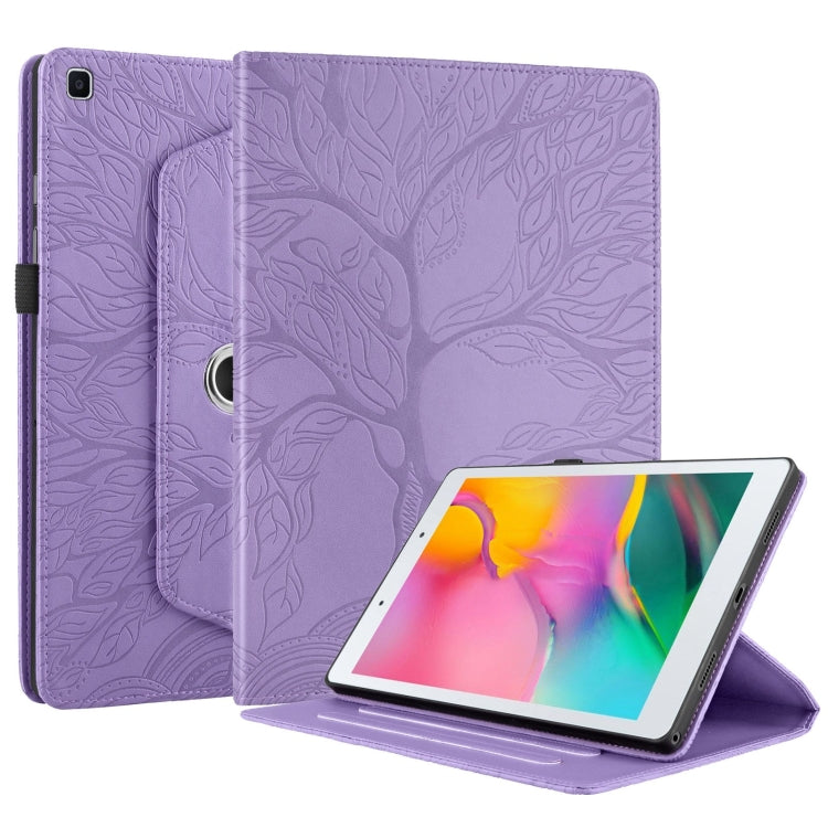 For Samsung Galaxy Tab A 8.0 2019 / T290 Tree Life Embossed Rotation Leather Tablet Case(Purple) by bashfashion