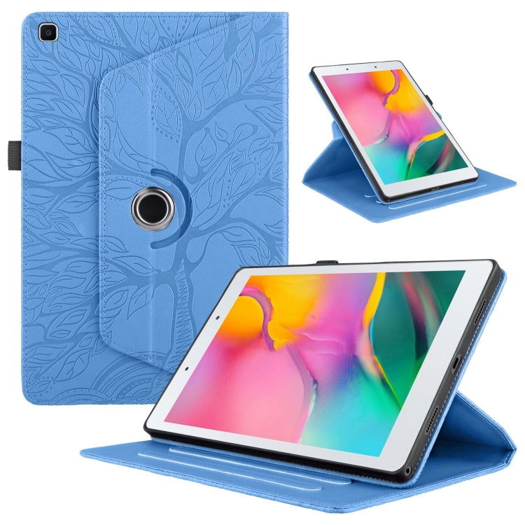 For Samsung Galaxy Tab A 8.0 2019 / T290 Tree Life Embossed Rotation Leather Tablet Case(Blue) by bashfashion