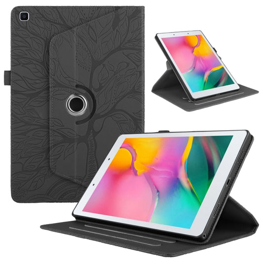 For Samsung Galaxy Tab A 8.0 2019 / T290 Tree Life Embossed Rotation Leather Tablet Case(Black) by bashfashion