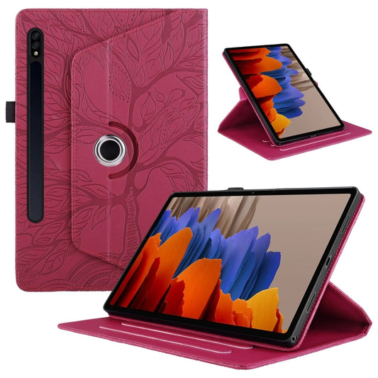 For Samsung Galaxy Tab S10+ / S9+ / S8+ Tree Life Embossed Rotation Leather Tablet Case(Red) by bashfashion