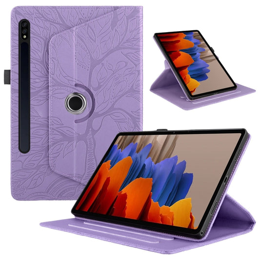 For Samsung Galaxy Tab S10+ / S9+ / S8+ Tree Life Embossed Rotation Leather Tablet Case(Purple) by bashfashion