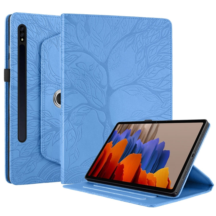 For Samsung Galaxy Tab S10+ / S9+ / S8+ Tree Life Embossed Rotation Leather Tablet Case(Blue) by bashfashion
