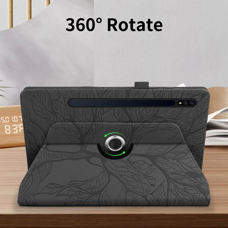 For Samsung Galaxy Tab S10+ / S9+ / S8+ Tree Life Embossed Rotation Leather Tablet Case(Black) by bashfashion