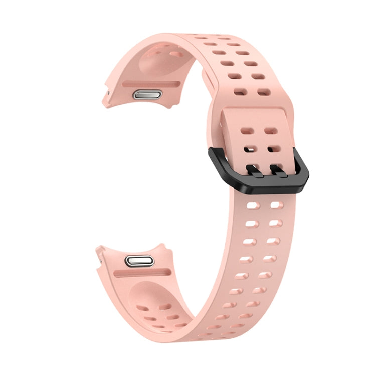 For Samsung Galaxy Watch 6 Double-row Hole Solid Color Silicone Watch Band(Pink) by bashfashion