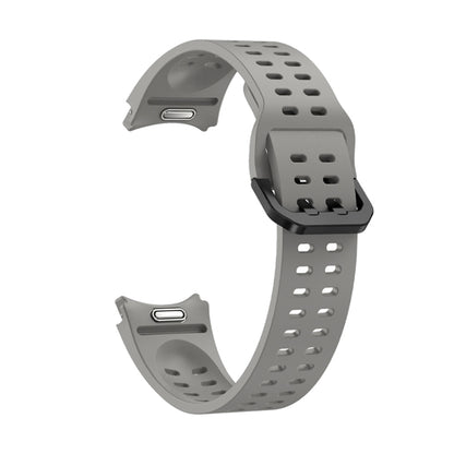 For Samsung Galaxy Watch 6 Double-row Hole Solid Color Silicone Watch Band(Grey) by bashfashion