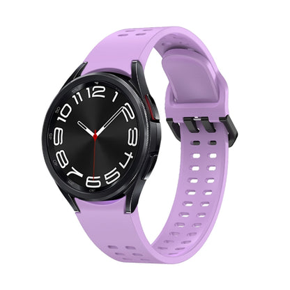 For Samsung Galaxy Watch 6 Double-row Hole Solid Color Silicone Watch Band(Purple) by bashfashion