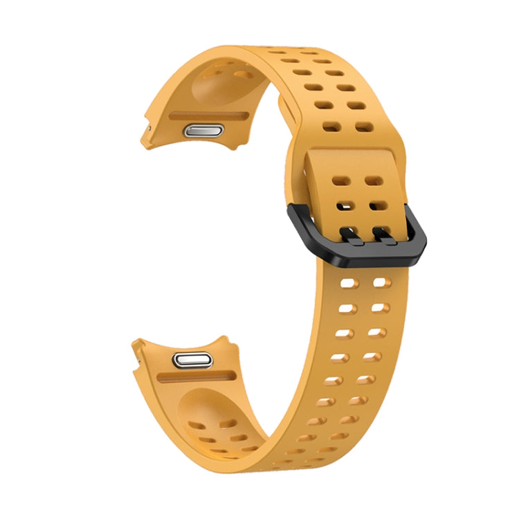 For Samsung Galaxy Watch 6 Double-row Hole Solid Color Silicone Watch Band(Yellow) by bashfashion