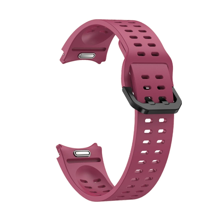 For Samsung Galaxy Watch 6 Double-row Hole Solid Color Silicone Watch Band(Wine Red) by bashfashion