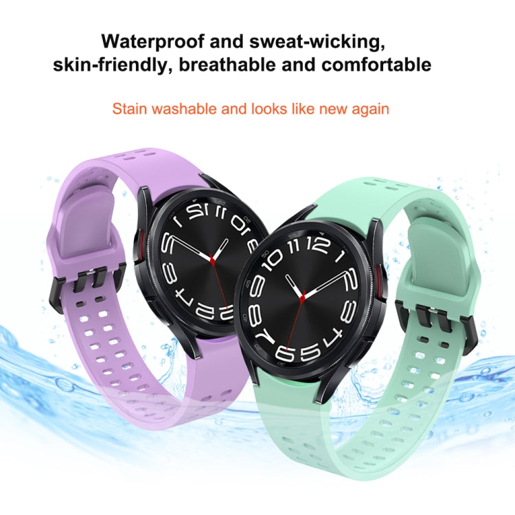 For Samsung Galaxy Watch 6 Double-row Hole Solid Color Silicone Watch Band(Light Purple) by bashfashion