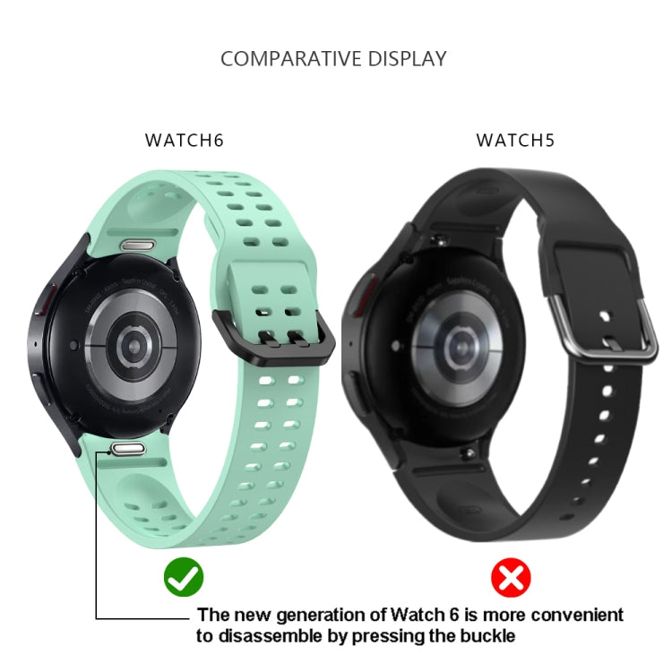 For Samsung Galaxy Watch 6 Double-row Hole Solid Color Silicone Watch Band(Dark Blue) by bashfashion