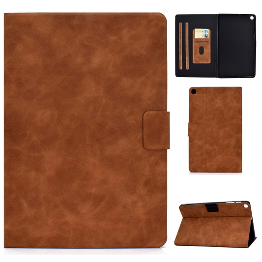 For Samsung Galaxy Tab A 10.1 (2019) T510/T515 Cowhide Texture Horizontal Flip Leather Case with Holder & Card Slots(Brown) by bashfashion