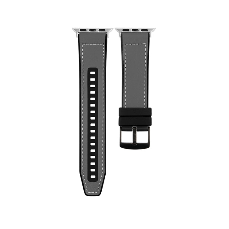 For Apple Watch SE 2022 40mm Hybrid Leather Silicone Watch Band(Grey) by bashfashion