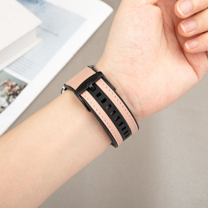 For Apple Watch Series 8 41mm Hybrid Leather Silicone Watch Band(Grey) by bashfashion