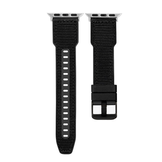 For Apple Watch SE 2022 44mm Hybrid Braid Nylon Silicone Watch Band(Black) by bashfashion