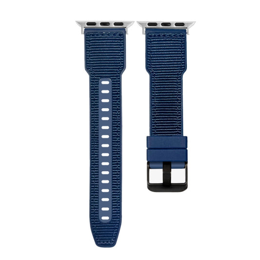 For Apple Watch SE 2022 44mm Hybrid Braid Nylon Silicone Watch Band(Blue) by bashfashion