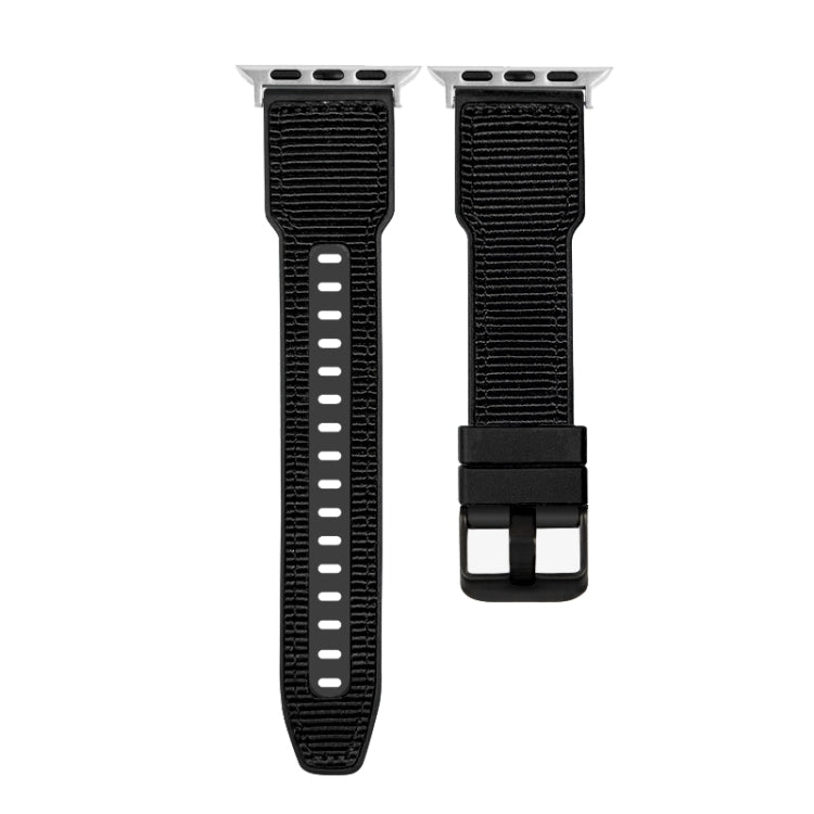 For Apple Watch Series 5 40mm Hybrid Braid Nylon Silicone Watch Band(Black) by bashfashion