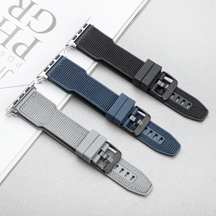 For Apple Watch Series 8 41mm Hybrid Braid Nylon Silicone Watch Band(Grey) by bashfashion