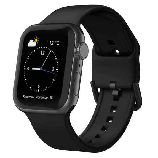 For Apple Watch Ultra 49mm Pin Buckle Silicone Watch Band(Black) by bashfashion