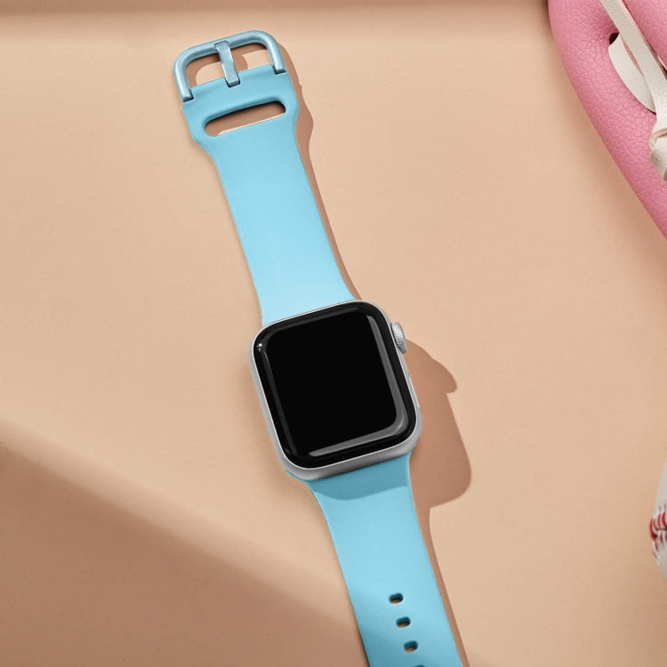 For Apple Watch Ultra 49mm Pin Buckle Silicone Watch Band(Light Blue) by bashfashion