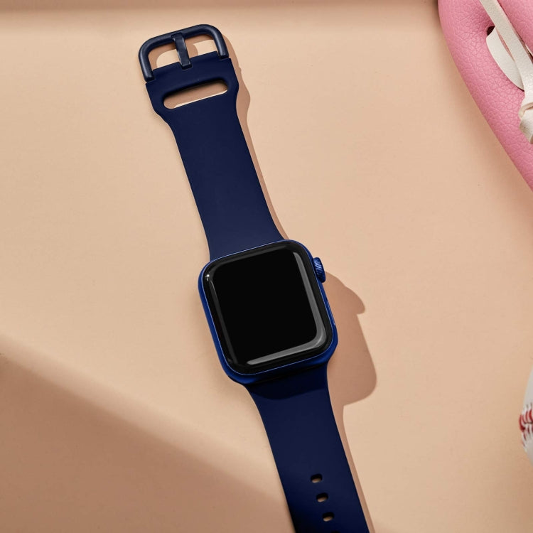 For Apple Watch Ultra 49mm Pin Buckle Silicone Watch Band(Midnight Blue) by bashfashion