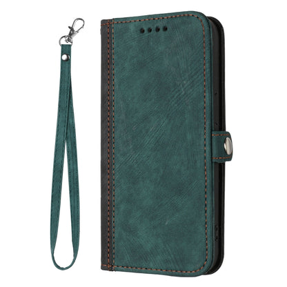 For iPhone 16e Side Buckle Double Fold Hand Strap Leather Phone Case(Dark Green) by bashfashion