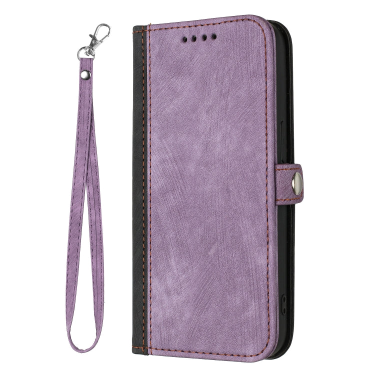 For iPhone 16e Side Buckle Double Fold Hand Strap Leather Phone Case(Purple) by bashfashion