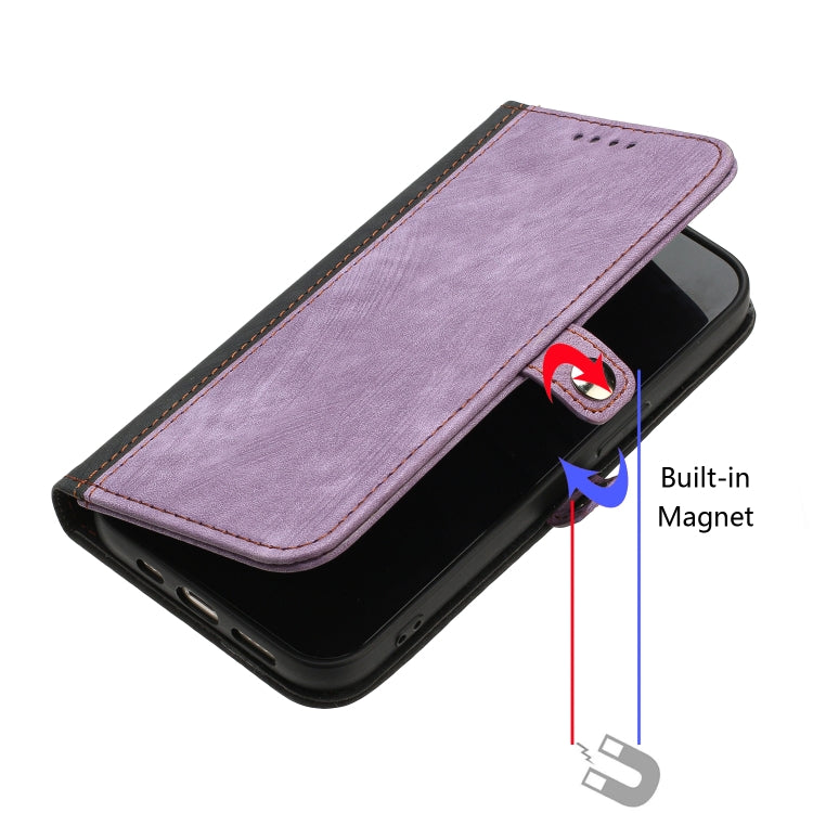 For iPhone 16e Side Buckle Double Fold Hand Strap Leather Phone Case(Purple) by bashfashion