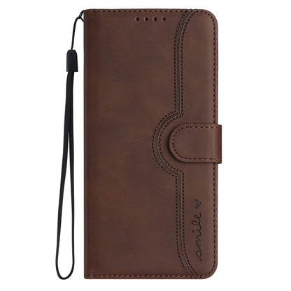 For iPhone 16e Heart Pattern Skin Feel Leather Phone Case(Brown) by bashfashion