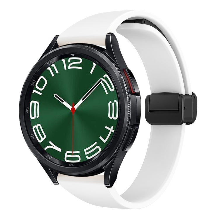 For Samsung Galaxy Watch 6 / 6 Classic Magnetic Black Buckle Slim Silicone Watch Band(White) by bashfashion