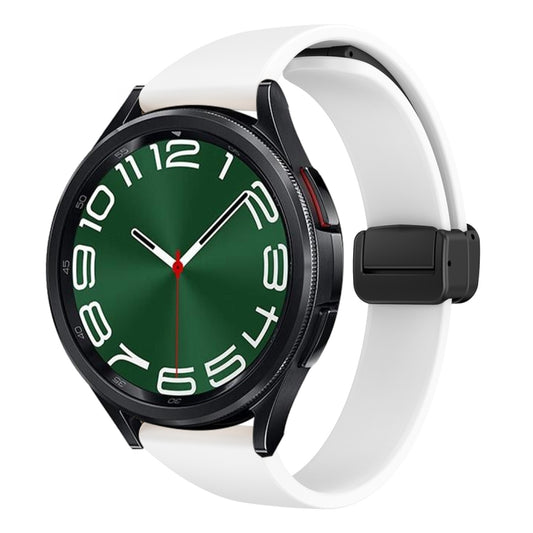 For Samsung Galaxy Watch 6 / 6 Classic Magnetic Black Buckle Slim Silicone Watch Band(White) by bashfashion