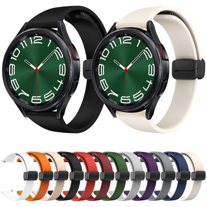 For Samsung Galaxy Watch 6 / 6 Classic Magnetic Black Buckle Slim Silicone Watch Band(White) by bashfashion